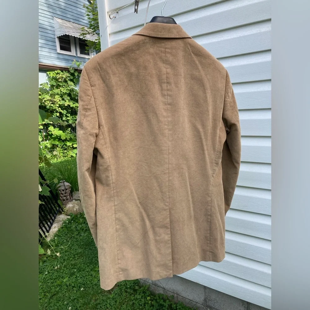 Alan Flusser Corduroy Blazer Jacket Men’s 40R Brown Tan Two Button Sport Coat